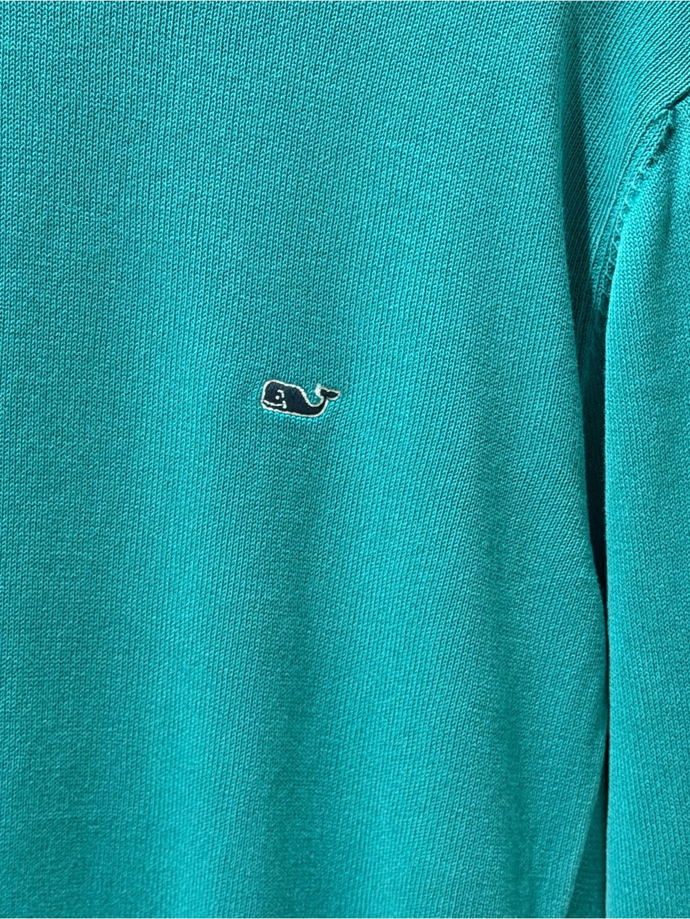Vineyard Vines Teal Crewneck Sweater with Whale Emblem